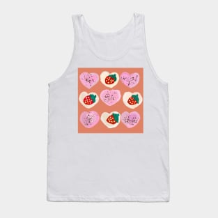 Pink Chocolate and Vanilla Strawberry Heart Cookies - Cute Kawaii Naive Nursery Baby Art Tank Top